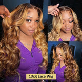 Body Wave Human Hair Wigs Highlight 13X6 HD Lace Frontal Wig 13X4 P4/27 Curly Front Wig 1B30 Brown Ombre Colored Human Hair Wigs
