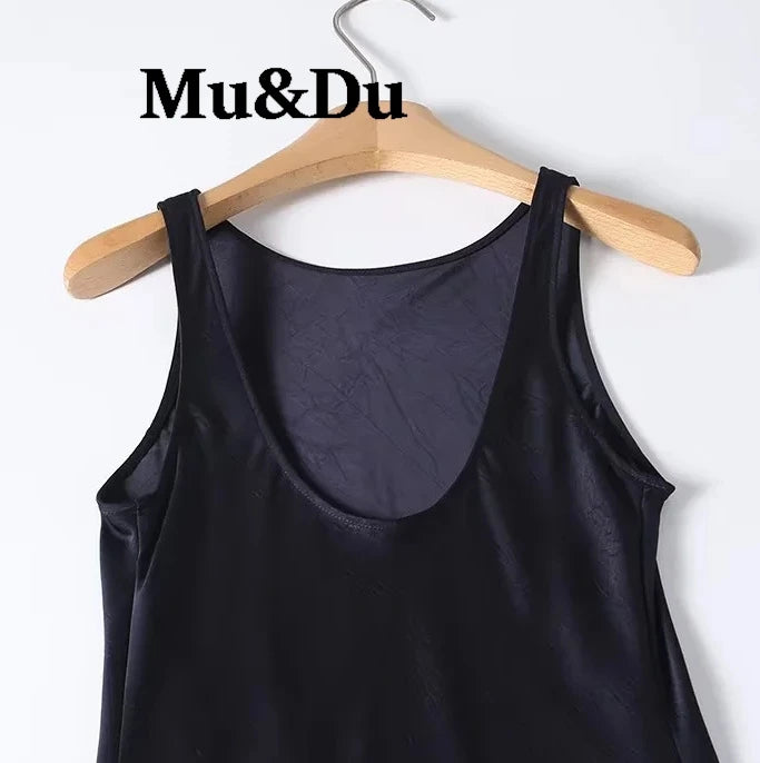 Elegant Backless Round Neck Long Dress Women's Fashion Minimalist Style Draped Polyester Fiber Sleeveless Skirt City Commute