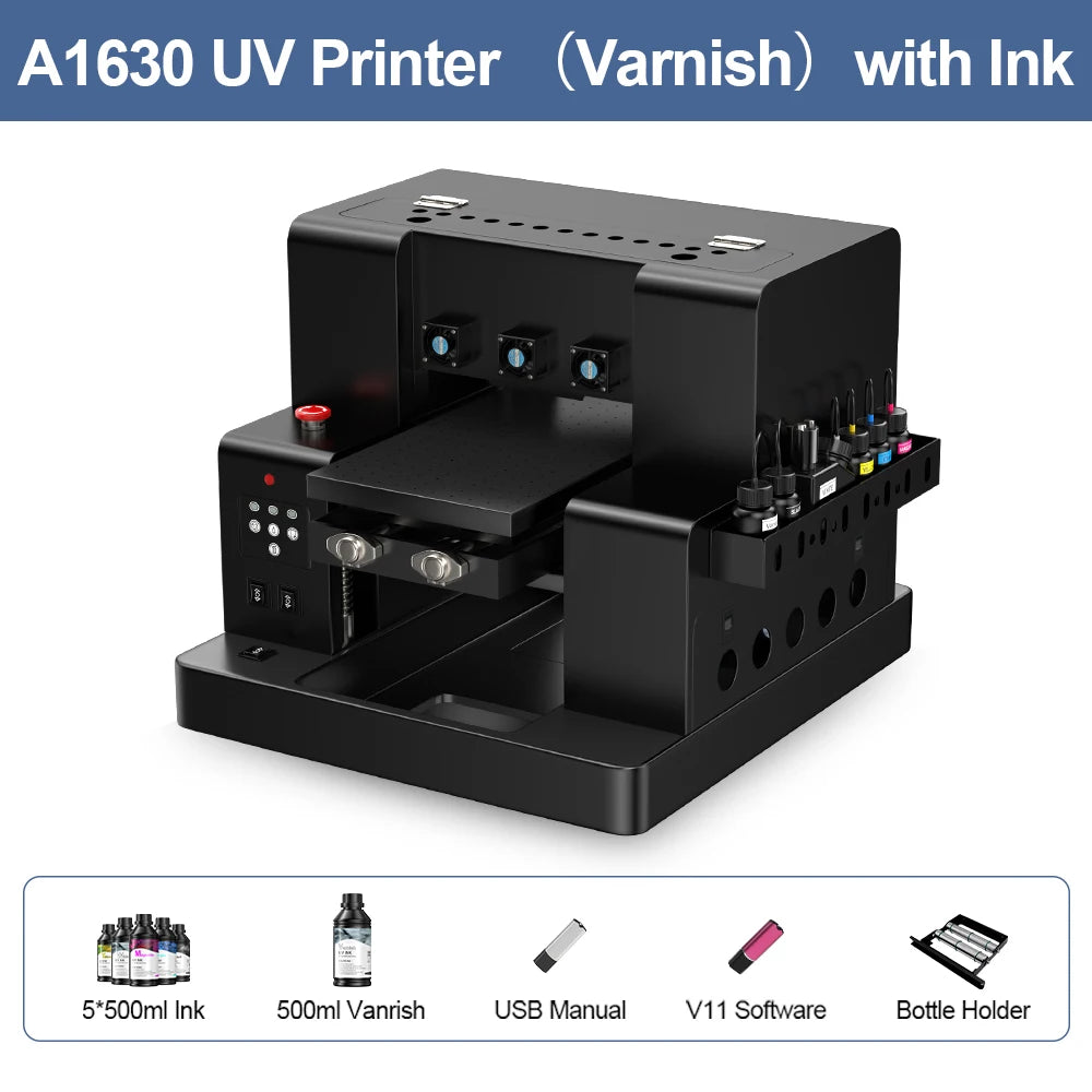 A4 A3 UV Printer UV Flatbed Printer with Varnish for Phone Case Bottle Acrylic Glass UV DTF Sticker Printing Machne US/EU Stock