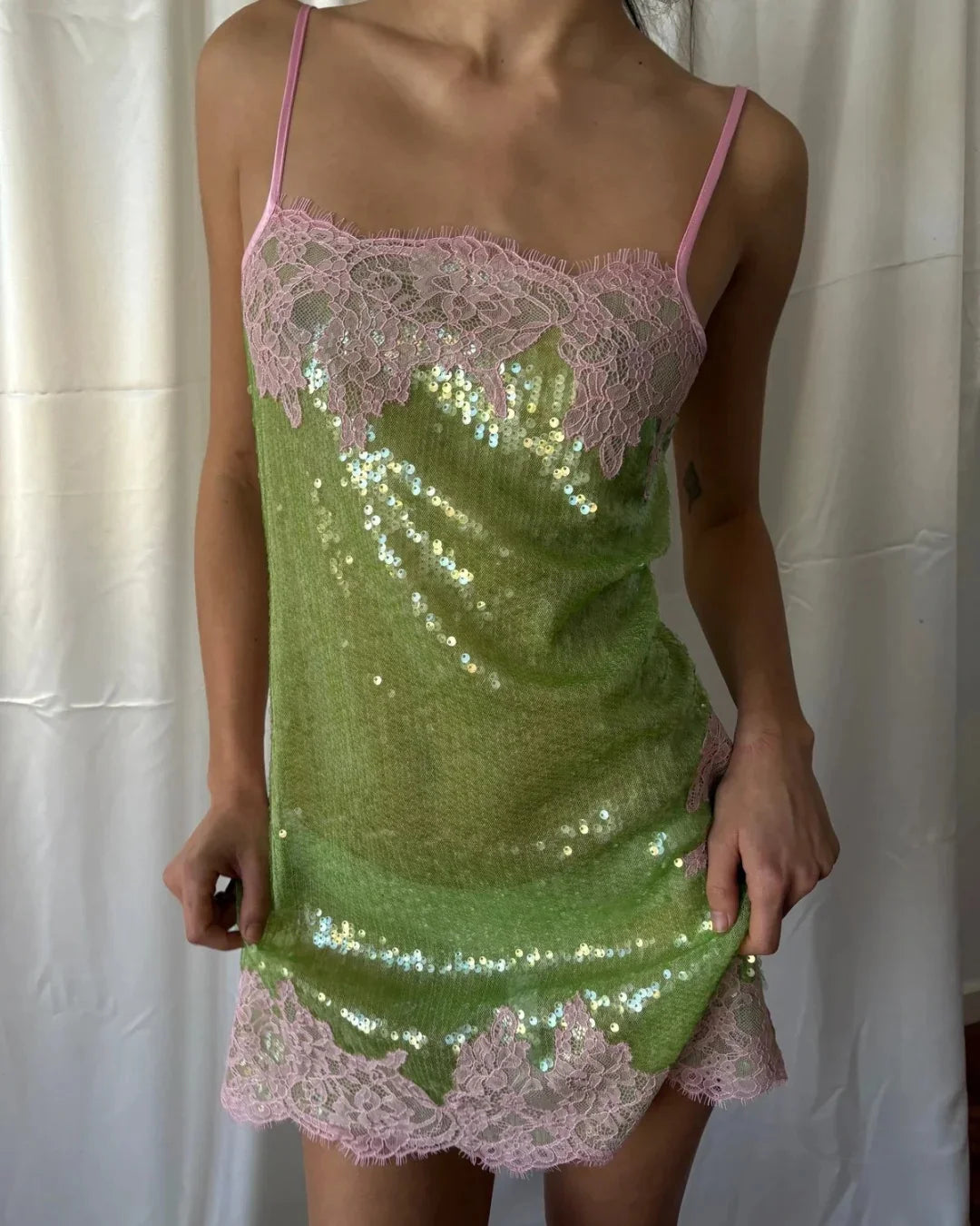 Sexy Sequin Round Neck Cutout Mini Dress Women Sleeveless Slim Bodycon Short Dress 2026 Evening Party Club Night Out Vestidos