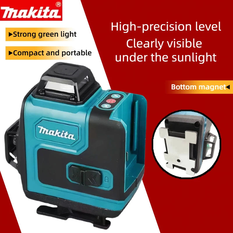 Makita 3D/4D 360° Green Laser Level: High Precision Horizontal/Vertical Construction Tool
