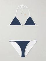 2025 Summer New Women's Classic Black and White Color Blocked Simple Strap Split Bikini