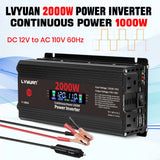 2600W 2000W 1500W Car Inverter 12V 110V Power Inversor Smart LCD Display Power Supply for Outdoor Camera/Phone/Drone Charging