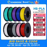 KINGROON High Speed PLA Filament 1.75mm New HS-PLA 3D Printer Filament For 30-500mm/s Fast Printing Rapid PLA 5kg 10kg Mix Color