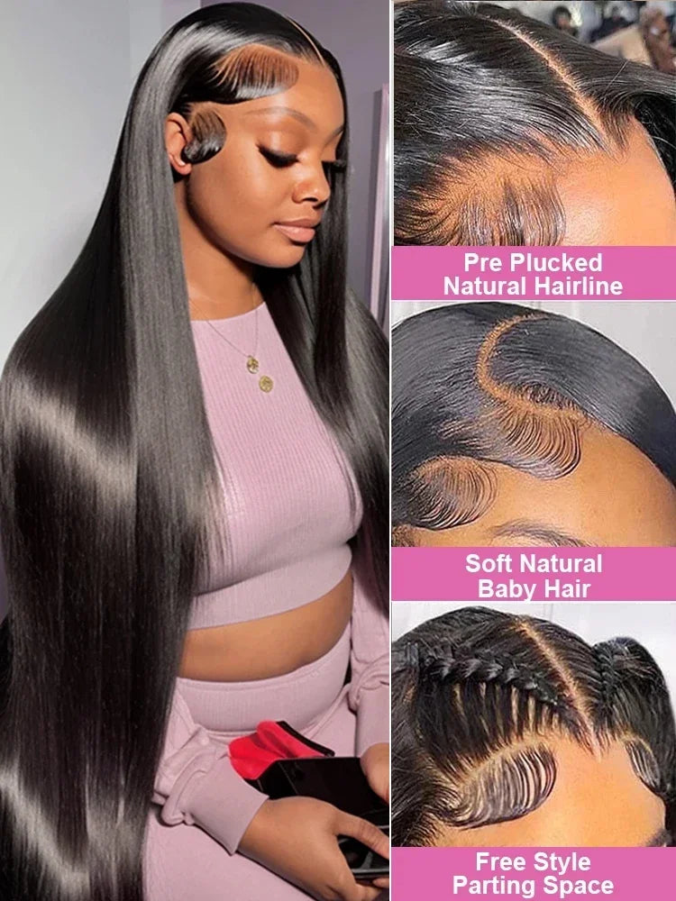 40 46 Inch 200 Density Frontal Wig For Black Women Brazilian Wigs Human