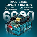 2026 100% Makita BL1860 BL1850B BL1850 BL1840 BL1830 Screwdriver Battery Charger 18v 6Ah/5Ah Replacement Power Tool Batteries.