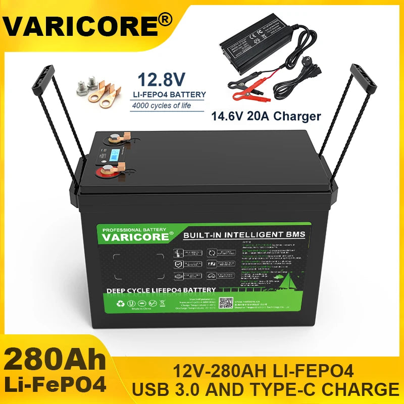 VariCore 12V/24V/36V/48V 360Ah 340Ah 180Ah 100Ah 120Ah LiFePO4 Battery for 4s 8s 10s 16s Solar Touring Car Golf Cart Duty-free