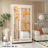 Solid wood luxury can put smart cat toilet integrated cat cage nest  panoramic view