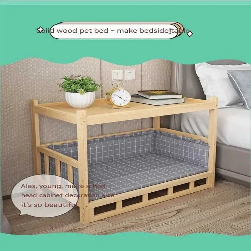 Solid Wood Dog House Dog Bed Smooth Polished Teddy Dog House Golden Retriever Detachable Pet Bed Solid Wood Cat Bed