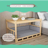 Solid Wood Dog House Dog Bed Smooth Polished Teddy Dog House Golden Retriever Detachable Pet Bed Solid Wood Cat Bed