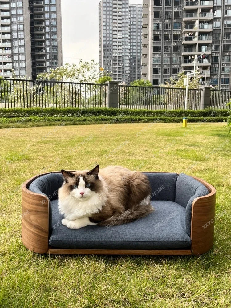 Solid Wood Cat Nest Pet Bed Cat Family Removable and Washable Summer