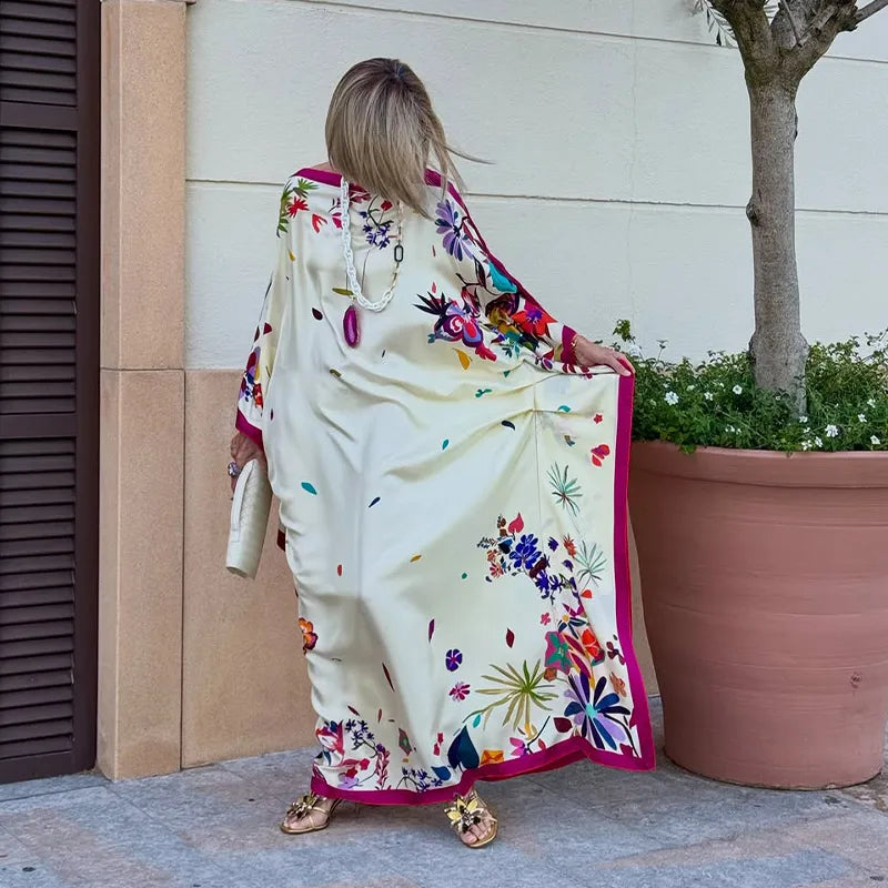 Printted Women Dresses Bohemian Dress Kaftans for Women 2026 Fashion Loose Dresses for Woman Maxi Robe Elegant Beach Dress