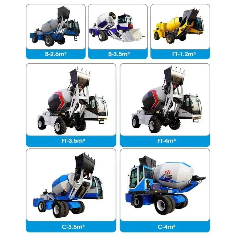 Automatic Feeding 3.5m3 5.6m3 6.6m3 Concrete Mixer Truck Self Loading Cement Mixing Machine