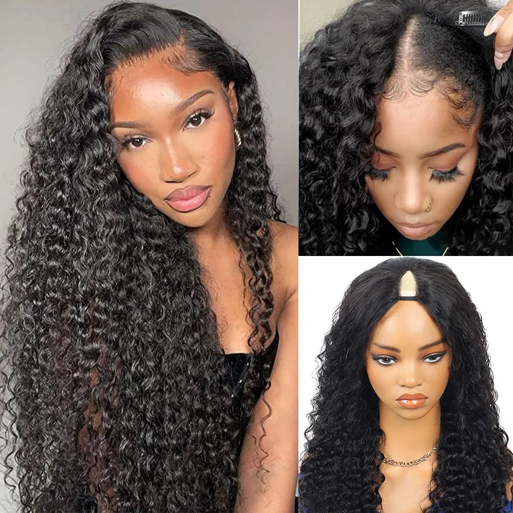200 Density Upgrade Glueless V Part Wig Curly Wave Human Hair No Leave Out Ready To Wear Water Wave Human Hair Wigs 30 32 Inch