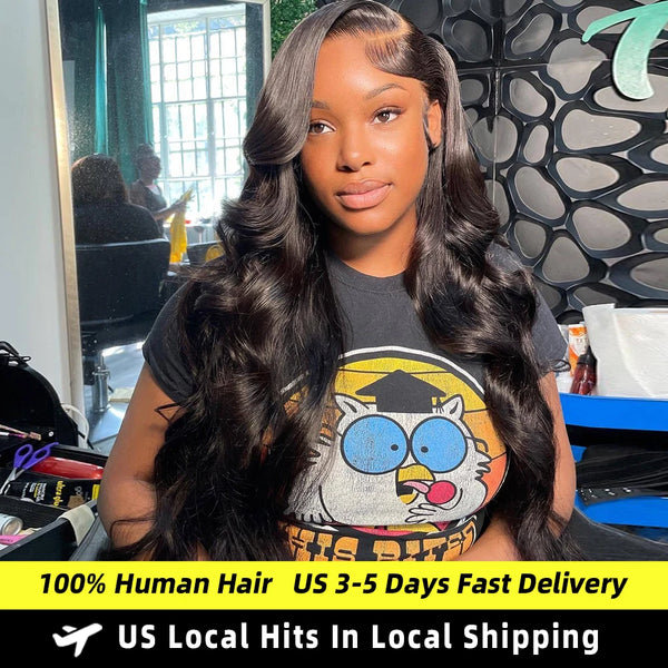 250 Density Body Wave 13x6 HD Transparent Lace Front Human Hair Wig 13x4 Lace Frontal Wigs 30 40 Inch 360 Pre Plucked Lace Wig