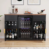 Large Coffee Bar Cabinet with Fridge Space, Mini Fridge Cabinet with Wine Storage, Buffet Sideboard Table for Home,, Customized