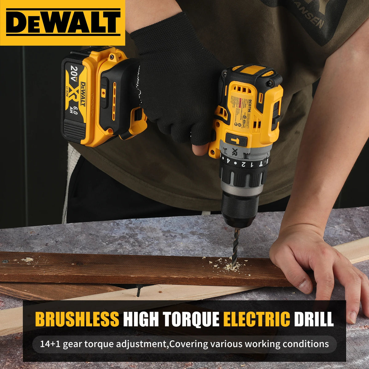 DEWALT DCD796 13mm Brushless Electric Drill Portable Screwdriver Impact Drill Rechargeable Lithium 20V Battery Power Tool