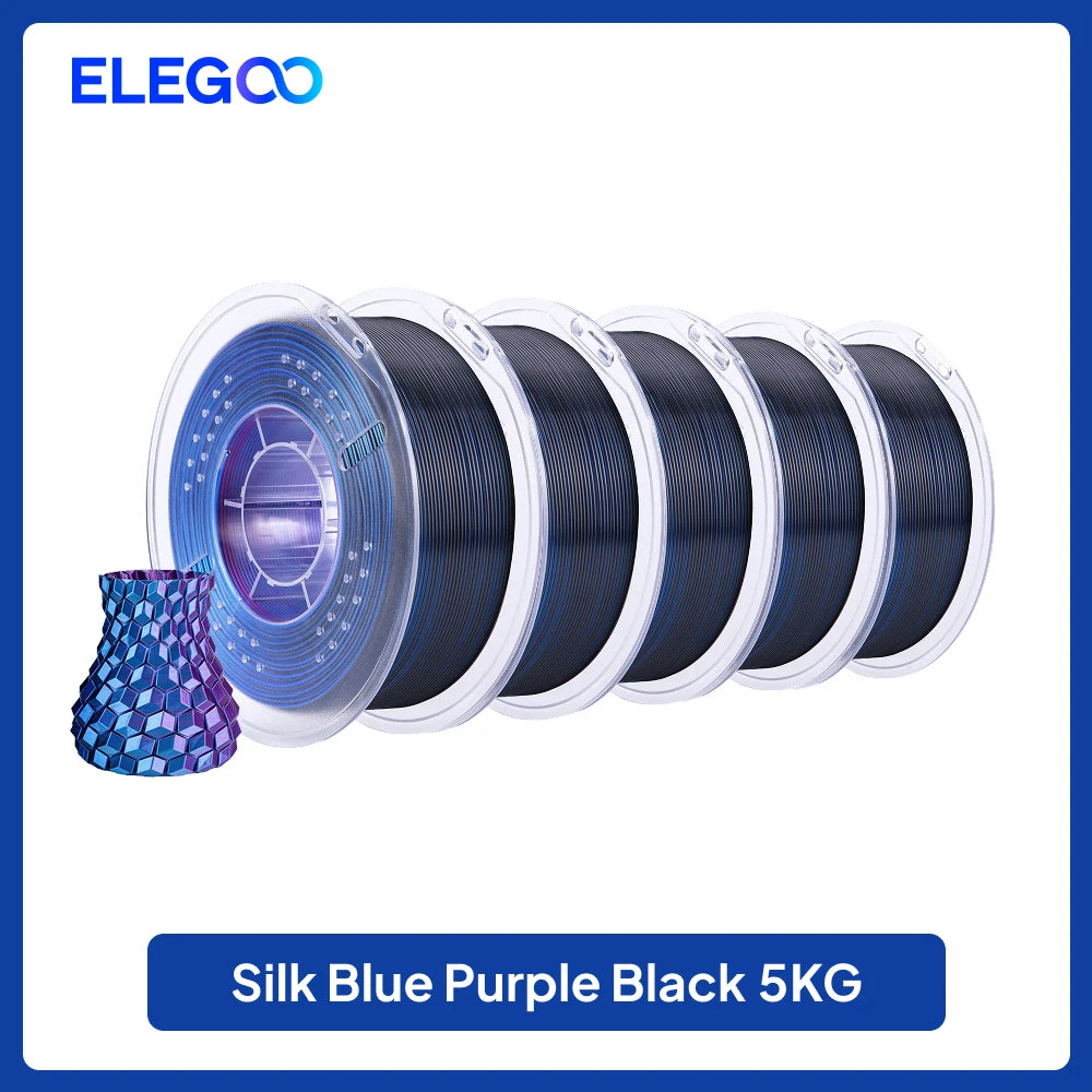 ELEGOO 5KG/10KG 1.75mm Silk PLA Filament,3D Printer Filament 1kg Gold Silver Fits for Most FDM 3D Printers