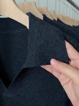 French short shoulder sleeve women's lapel knit top women's spring and summer thin ice silk polo collar of solid color T-shirt