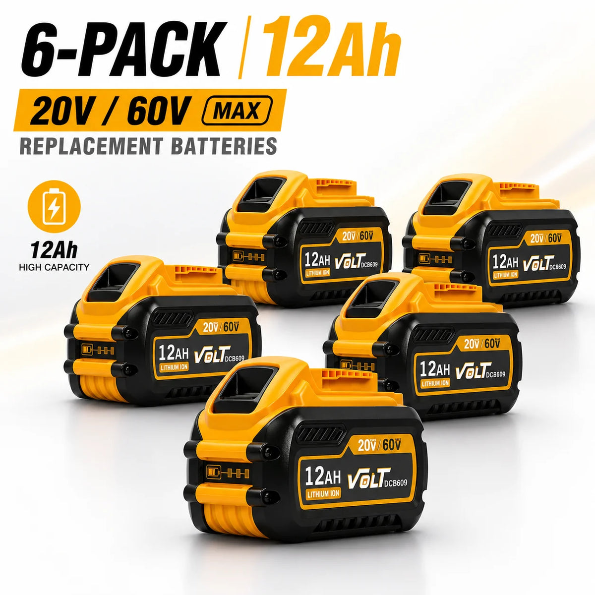 12Ah 20V/60V MAX Replacement Battery Compatible with DEWALT DCB612 DCB606 DCB609 FLEXVOLT Power Tools