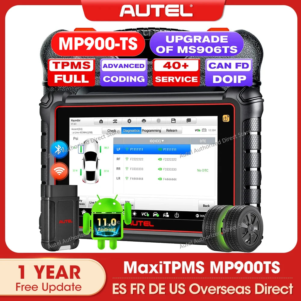 Autel MaxiPRO MP900TS TPMS Car Diagnostic Tools MP900-TS Automotive OBD2 Scanner CANFD&DoIP ECU Coding Upgraded of MS906TS MP900