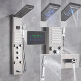 Golden Black Shower Panel Wall Rain Waterfall Shower Faucet Bathroom Shower Set APS Body Spray Jets Plastic Handshower Head