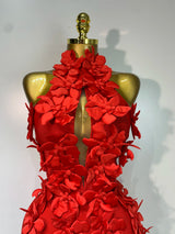 Women Sexy Sleeveless Flower Hollow Out Evening Party Bandage Dresses Red Knitted Bodycon Birthday Wedding Guest Clothing