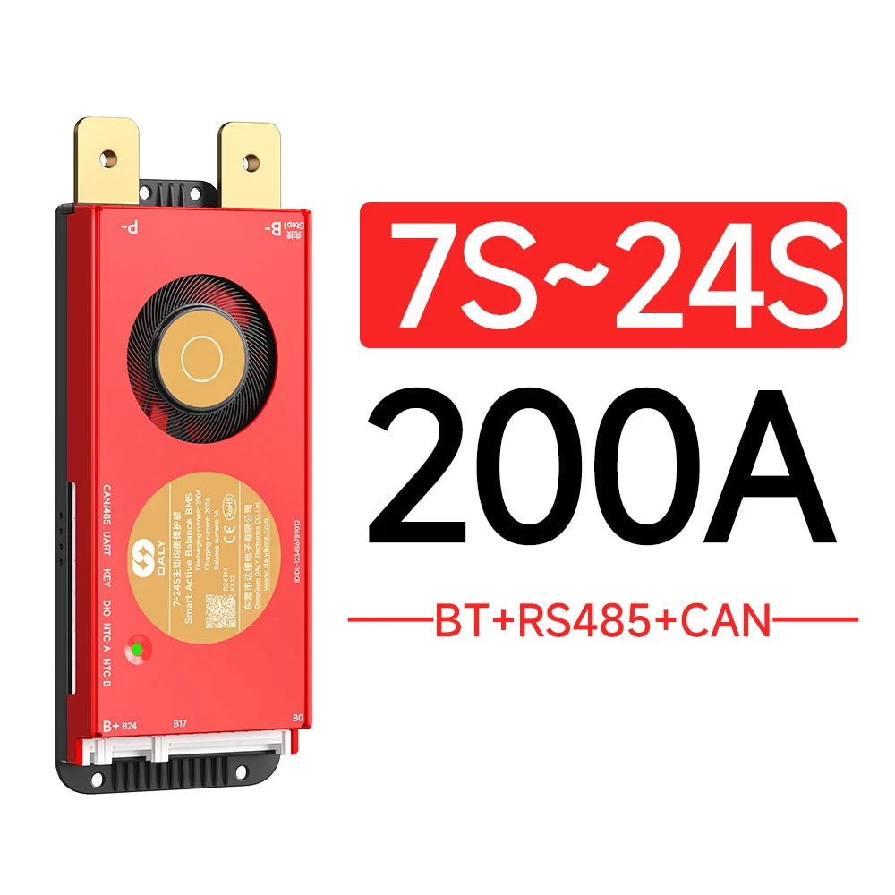 Daly Smart BMSWiFi 4S 12V 8S 24V 16S 48V 40A 100A 150A 200A Active Balance Overcharge/Discharge Protection for Sola/EV with BT