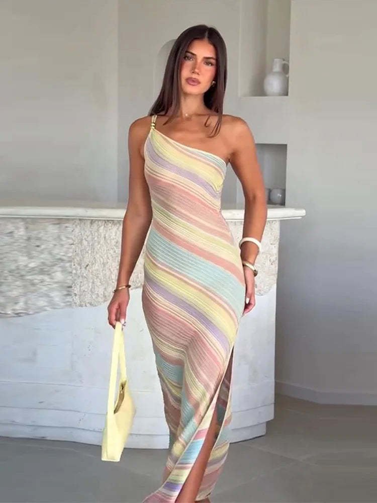 Elegant Printed Women's Dress Sleeveless Off Shoulder Skinny Lady Long Dresses 2026 Summer Chic Female Vacation Comfortable Robe