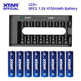 XTAR 8PCS AA 4150mWh 1.5V Li-Ion Rechargeable Battery+XTAR LC8 Smart 8 Bay Li-ion With IndicatorAA/AAA Battery Charger