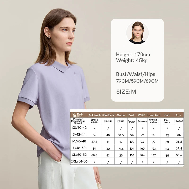 Amii Women's Polo Shirt 2026 Summer Asymmetric Placket Short Sleeve Tee Lapel Collar Casual Layering T-Shirt For Women 12622015