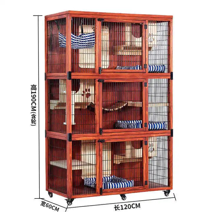 Cat Villa Wooden Cat Cage Household Space Cat House Luxury Indoor Room Cabinet Nest House Nest