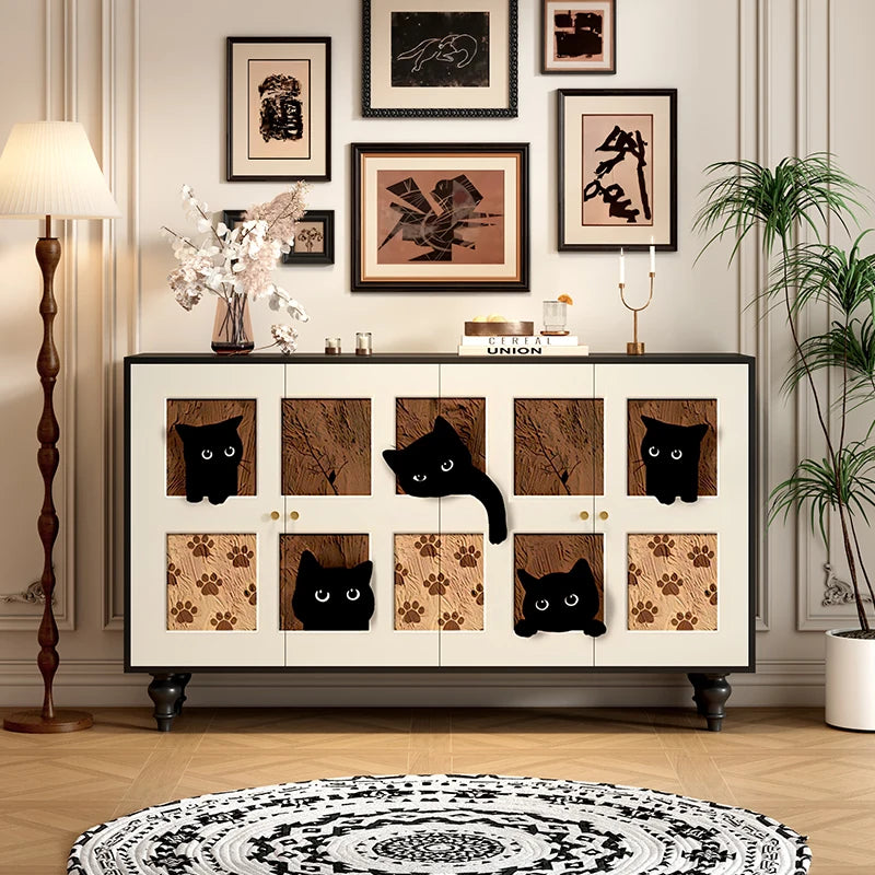 -*French side cabinet solid wood entrance entrance shoe cabinet integrated living room wall storage table