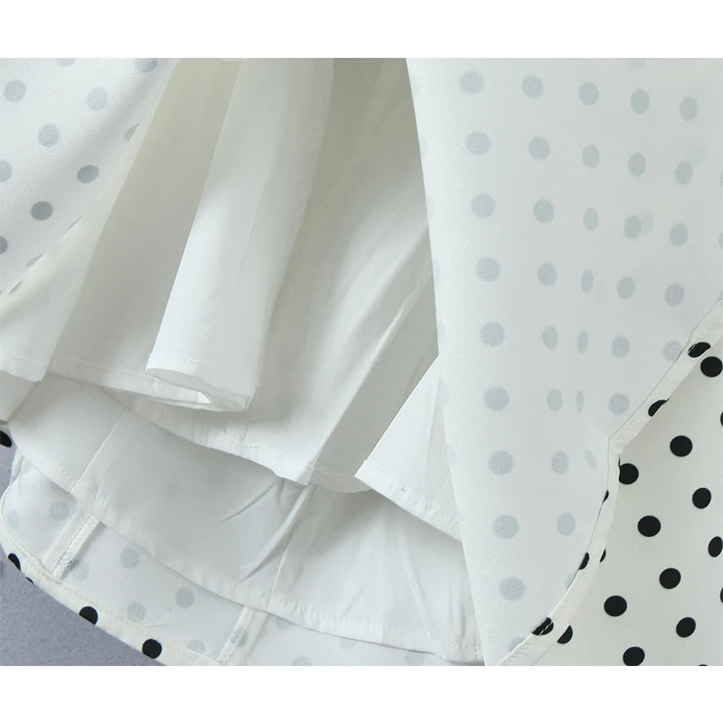 YENKYE French Style Retro Polka Dot Deep V Halter Dress Women Sexy Backless A-line Slim Sweet Elegant Mini Dresses Summer Robe
