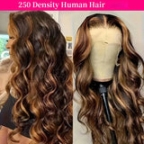 Body Wave Human Hair Wigs Highlight 4/27 HD Transparent Lace Frontal Wig 13x6 13x4 Human Hair For Women Preplucked Brazilian Wig