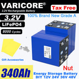 Grade A 3.2V 360AH 340Ah Battery LiFePO4 Lithium Iron Phospha for 12V 24V 4S E-scooter RV Solar Energy Storage System Duty-free