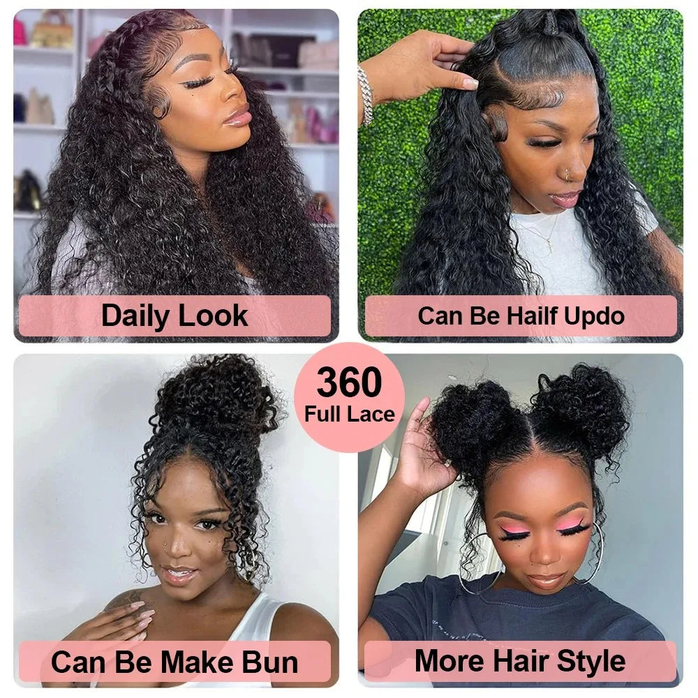 360 HD Full Lace Curly Wigs Human Hair Preplucked 13x6 13x4 Lace Frontal