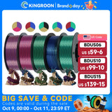 KINGROON 5KG Silk Tricolor PLA Filament 1.75mm, Three-colour Coextrusion 3D Printing Material, New Color Change, 5Roll 1kg/Spool