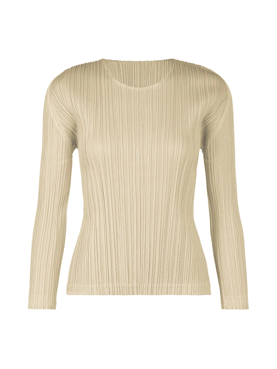 Miyake Pleated Causal Long Sleeve Top Women Classical Pleats Please T-shirt