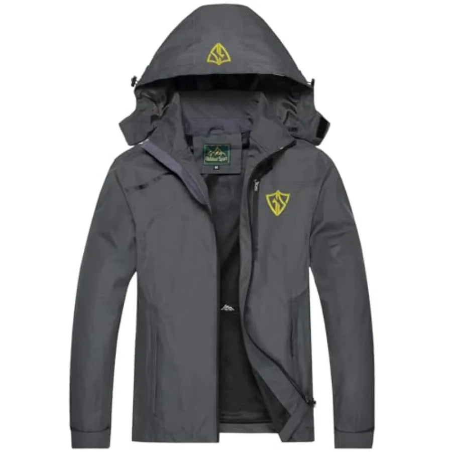 Mens Windproof Jacket Waterproof Lightweight Mountain Sport Jacket for Men Hooded Windbreaker Raincoat