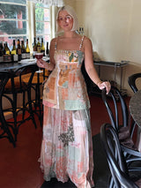 Sexy Printed Women's Dress Slip Top Sleeveless Pleated Lace Up Lady Long Dresses 2026 Summer Fashion Female Vacation Robe
