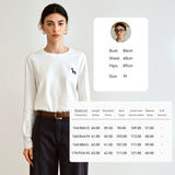 OLrain White Long Sleeve T-Shirts 2026 Autumn French O-Neck Embroidered Knit Top Casual Straight Women's Clothing O57QT000511