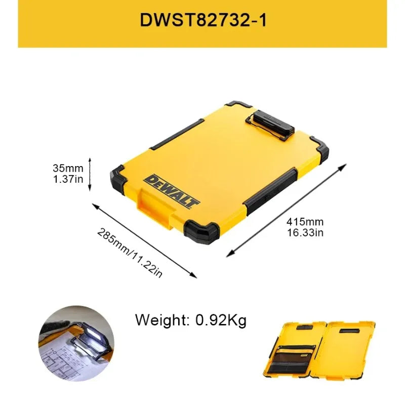 DEWALT DWST82732-1 TSTAK Clipboard - LED Light, Internal Organizer, Metal Clip, Rubber Bumpers, TSTAK Compatible for Jobsite