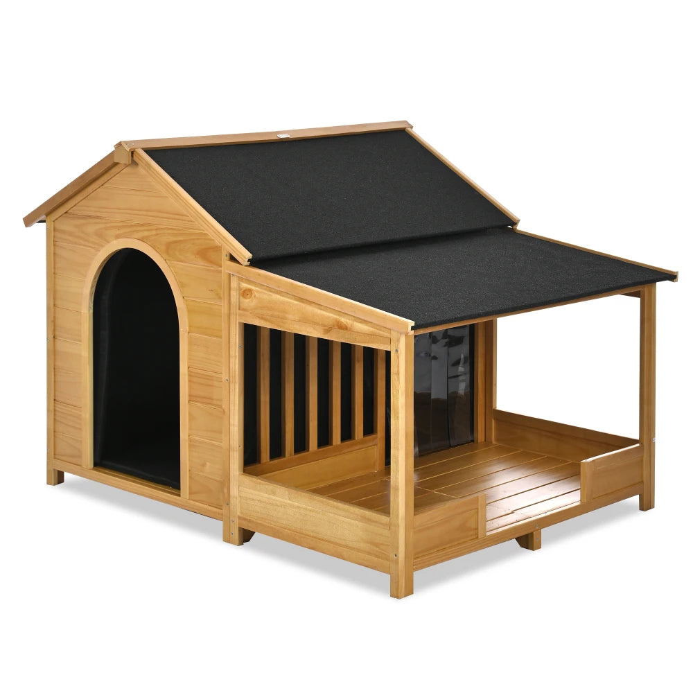 60.2" Large Outdoor Dog House with Insulated Liner for Winter Waterproof Dog Kennel for Medium & Large Dogs