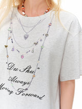 DUSHU 2026 Summer Women's Printed Relaxed Fit Round Neck T-Shirt - Breathable and Lightweight for Summer and Outdoor Outings
