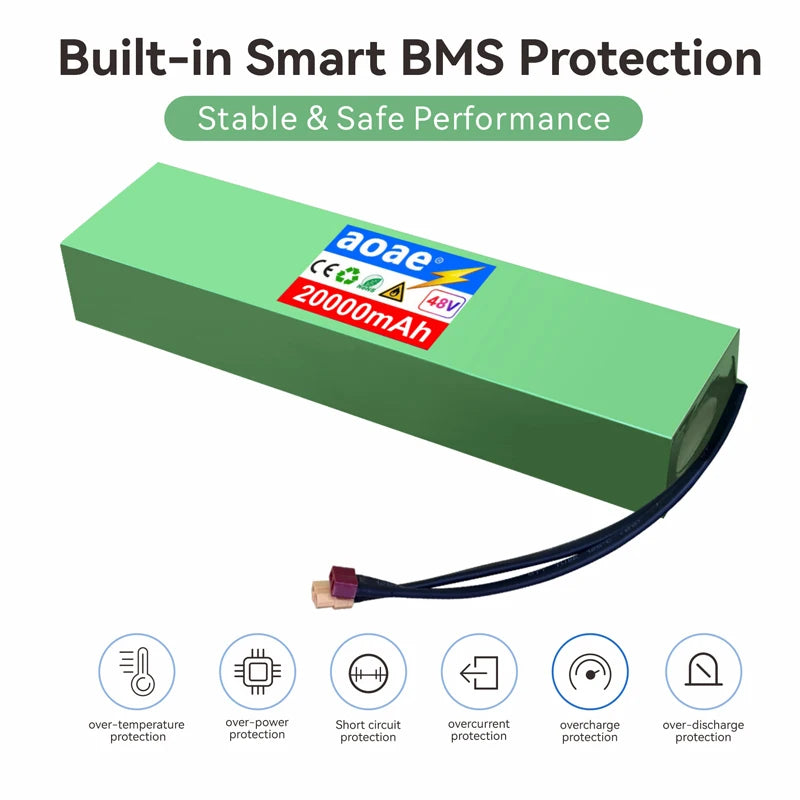 48V Lithium Battery Pack 13S4P 20Ah Grade-A Cells For Kugoo M4 M4Pro Max Speed E-Scooter Built-in BMS Dual XT60+T Long Range