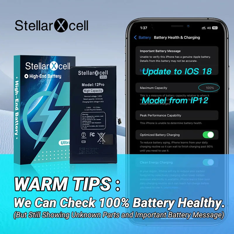 High Cpacity Cell + 7037 TI Ultra Battery Replacement for iPhone StellarXcell11 13mini 15 IP14 Pro Max 12 16 16pro 16promax