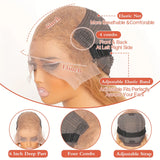 Bone Straight Honey Blonde Human Hair Wigs #27 13x6 HD Transparent Lace Front Wigs For Women Pre Plucked 200% Density 30 Inch