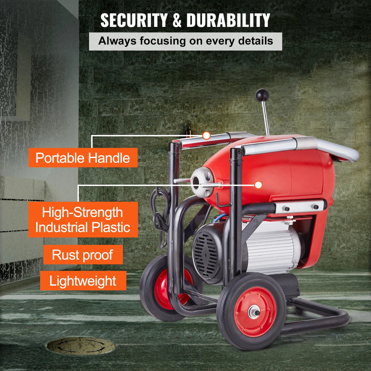 SucceBuy Drain Cleaner Machine 120FT 6/5 Inch 1100W Electric Sewer Snake Auger Manual Feed CW/CCW Control Pipe Cleaning Machine