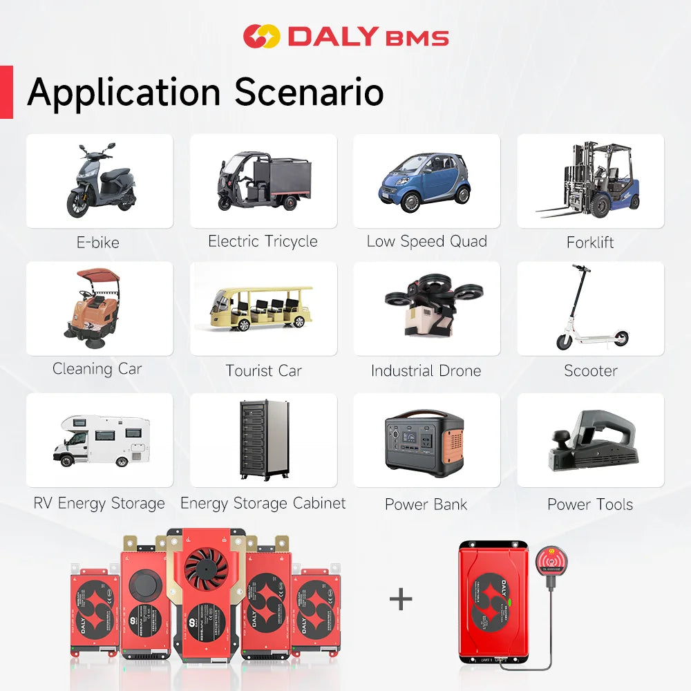 Daly Smart BMS Smart Active Balancer Lifepo4 4S 12V 8S 24V 10S 13S 16S 48V 40A 100A 200A 250A BMS Li-ion 3.7V 3.2V BMS RS485 CAN